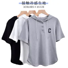 パーカー 薄手 薄手 涼感 フード付きtシャツ 接触冷感 カジュアル ブラック トップス tシャツ カットソー レディース プルオーバー 春 夏 パーカー おしゃれ 着?せ フーディー Tシャツ 半袖 パーカー hyxz28