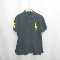 ◇ ⊂ POLO RALPH LAUREN ビックポニー 半袖 ポロシャツ サイズL ブラック イエロー メンズ レディース E  【1502180076084】