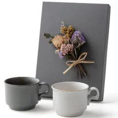 ドライフラワー&ペア マグカップセット 容量約250ml 美濃焼 花束 ギフト
