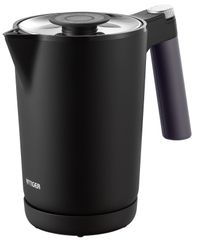 タイガー魔法瓶(TIGER) 電気ケトル 温度調節機能付き 湯沸かし コーヒードリップ ステンレス ７Safe＋ 1.0L 転倒お湯漏れ防止 カラだき防止 蒸気レス オニキスブラック PTQ-A100KO
