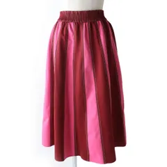 【ドンドン見直し】極美品☆正規品 VALENTINO ヴァレンティノ ストライプ柄 膝丈 フレアスカート ピンク系 38 イタリア製 レディースのサムネイル