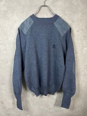 90s Burberrys elbow patch wool knit blue