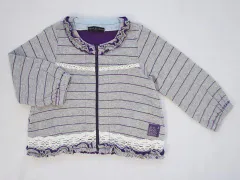 ズッパディズッカ zuppa di zucca アウトレット 子供服 女の子 100cm 長袖 カットソー ジップアップ カーディガン グレー 紫 ボーダー レース 春 秋 ★3 トップス ガールズ 女児 キッズ プチプラ 【中古】 古着
