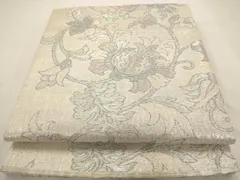 平和屋着物◎六通柄袋帯　更紗花鳥文　銀糸　正絹　逸品　AAAV3173dt