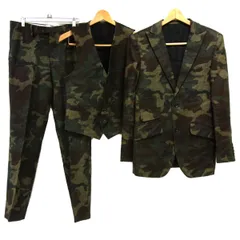 美品 希少◆ROYLA NAVY TALLOR スリーピース スーツ 麻 リネン オーダーメイド カモフラ柄 高級テキスタイルテーラー工房 日本製 メンズ