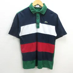 G■ラコステ/LACOSTE 半袖ポロシャツ/鹿の子【3】紺緑系/men's/136【中古】■