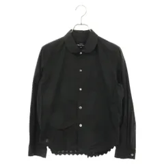 tricot COMME des GARCONS (トリコ コム デ ギャルソン) 14SS クリアボタン フラワージャガードドッキング ラウンドカラー長袖シャツ ブラウス レディース ブラック TM-B023のサムネイル