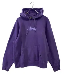 【STUSSY】ステューシープルオーバーパーカー L パープル 刺繍ロゴワッペン STUSSY】ステューシープルオーバーパーカー L パープル 刺繍ロゴ