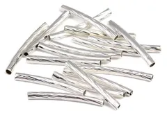 20mm　25mm　30個　チューブビーズ　曲パイプ　ジュエリー製作　ハンドメイド　アクセサリー　シルバー