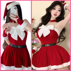 【新品】帽子付♥エロセクシーサンタ♥ビッグリボン　可愛い　衣装　誘惑　クリスマス　Christmas　コスチューム　大人気　衣装　イベント　パーティー　ルームウェア　プレゼント　ハロウィン　バレンタインランジェリー