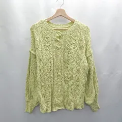 ◇ Θ one after another NICE CLAUP 袖取り外し可能 ニット 長袖 カーディガン サイズF ライトグリーン レディース E  【1501160019981】