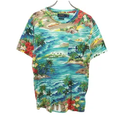 POLO RALPH LAUREN ポロラルフローレン 南国柄 半袖 カスタムスリムフィット Tシャツ S エメラルドグリーン メンズ 古着