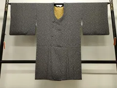 平和屋着物＃道行コート　雪輪文　黒地　ロング丈　正絹　逸品　CAAW4843dy