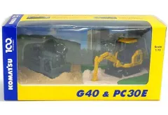 【中古】ミニカー 1/72 KOMATSU G40(グリーン) ＆ PC30E(イエロー)