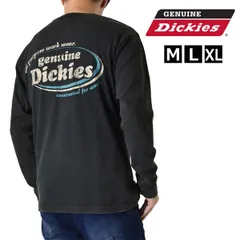GENUINE Dickies ロンT《50ブラック：バックロゴ柄》新品 未使用 ディッキーズ 長袖Tシャツ メンズ ビンテージ風 パウダーブリーチ 古着風 綿100％ アメカジ【B2H】【メール便2】ファッション メンズ M L XL 秋
