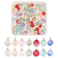 チャーム リボン パーツ ピアス 穴1.6/2mm ガラスドームチャーム レジン ガラスチャーム コルクビンウィッシュボトル ガラスドーム ピアス ネックレス 7色 ガラス瓶ペンダント 84個 ハンドメイド アクセサリー [SUPERFINDINGS] パーツ