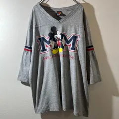 T-589 90s ヴィンテージ Disney ミッキーマウス VネックTシャツ