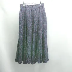 ◇ Θ SM2 サマンサ モスモス ウエストゴム 花柄 ロング フレアー スカート サイズF ネイビー レディース E  【1411210001586】