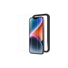 NIMASO ガラスフィルム iPhone 14 用/iPhone 13 Pro 用/iPhone 13 用 保護 フィルム 強化ガラス 耐衝撃 ガイド枠付き 2枚セット アイフォン14/13プロ/13 対応 6.1インチ用 NSP22H533 0