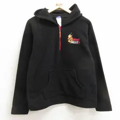 古着 長袖 ハーフジップ フリース ジャケット パーカー レディース ディズニー くまのプーさん ティガー 刺繍 黒 ブラック 24jan29 中古 ア