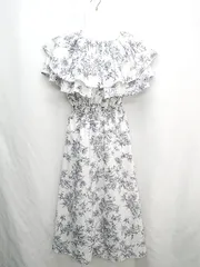 ◇ ⊂ ms excite エムズエキサイト 総柄 ロング丈 ワンピース サイズF オフホワイト グレー レディース E  【1411210004877】