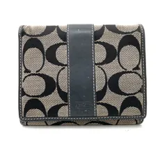 🌟最終価格🌟【COACH】コーチ シグネチャー柄 二つ折り財布 ブラック系 レザー キャンバス生地 ★