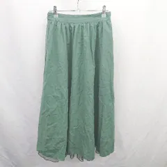 ◇ Θ Bou Jeloud ブージュルード 裏地チュール ウエストゴム ロング フレア スカート サイズM グリーン系 レディース E  【1506300023804】