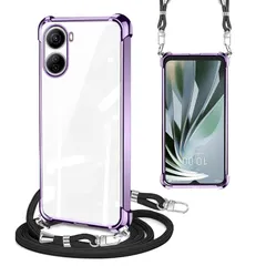 PAILAIMEN ZTE Libero 5G IV ケース クリア ショルダーストラップ スマホケース 耐衝撃 サムスン 肩掛け 縄掛けケース 韓国 透明 TPU ストラップ付き 携帯ケース 薄型 軽量 紐付き 斜めがけ 織り ネックス 取り外し可能 ワ 0