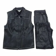 LANVIN ランバン セットアップ DAV4023D4P4323 フェイクレザー ベスト 背面ニット切替 パンツ セットアップ ブラック系 40【中古】のサムネイル