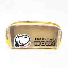 スヌーピー フェイス メッシュボックスポーチ 小物入れ ペンケース ベージュ SNOOPY