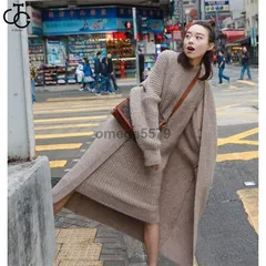 セットアップ レディース 秋冬 ワンピース きれいめ 2点セット 長袖 コート メリヤス セーター ニットセット カジュアル 通勤 オシャレ