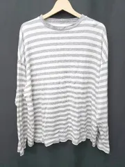 ◇ Θ JOURNAL STANDARD ボーダー 長袖 Tシャツ カットソー サイズＭ ライトグレー ホワイト メンズ E  【1506110000903】
