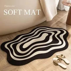 『40*60cm』ソフト珪藻土バスマット やわらか 北欧 ins映え 洗える 吸水性 ずれない  足ふきマット おしゃれ かわいい 床マット デザイン 吸水マット 滑り止め 抗菌消臭 耐磨耗性 業務用 家庭用 バスマット  お風呂マット 室内マット