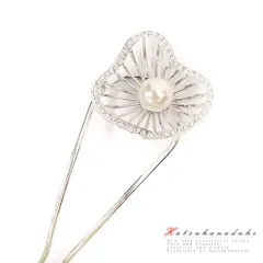 髪飾り 成人式 振袖 袴 花 浴衣 夏祭り 花火大会 シルバー 白 パール ラインストーン キラキラ おしゃれ かわいい フォーマル No.9-4378