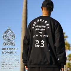 ACE FLAG ストリート系 トレーナー 長袖 スウェット 裏起毛 メンズ レディース 黒 白 大きいサイズ エースフラッグ シンプル Pablo パブロ 英字 LA b系 ヒップホップ ファッション ダンス ブランド 服 AF-TL-SW-013