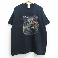 XL/古着 半袖 Tシャツ メンズ 車 モンスタージャム コットン クルーネック 黒 ブラック 25aug07 中古