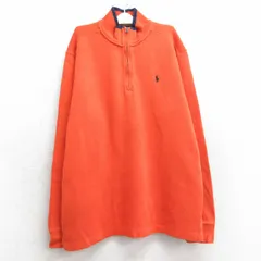 古着 ラルフローレン 長袖 ブランド ハーフジップ トップス キッズ ボーイズ 子供服 ワンポイントロゴ コットン オレンジ 25feb06