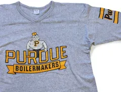 80s USA製 Championチャンピオン PURDUE BOILERMAKERS マスコット 88/12 フットボールTシャツ 杢グレー L★ビンテージ カレッジ トリコ
