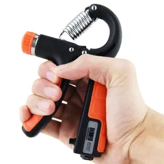 ハンドグリップ 握力 5-60kg 握力計 握力測定器 器具 指 グリッパー カウンター付き トレーニング 筋トレ リハビリ オレンジ