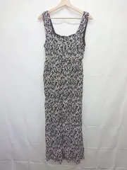 ◇ ⊂ ◎ ●未使用● Kastane タグ付き 花柄 ノースリーブ ロング ワンピース サイズF ブラック パープル レディース E  【1505290038386】