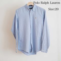 【美品】アメリカ製 Polo Ralph Lauren(ポロ・ラルフローレン）ボタンダウンシャツ Size:20 Col:Blue