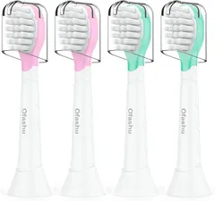 Ofashu 互換品 子供用替えブラシ フィリップス ソニッケアー 電動歯ブラシ 用の 替えブラシ：子供用 コンパクト 3歳以上 ミニ 4本セット(ピンク,  4)