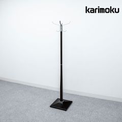 【中古品】カリモク家具 ハンガーラック ポール コート ハンガー 帽子掛け 木製 スチール
