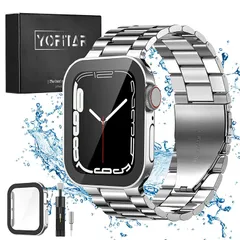 【新品】 [YOFITAR] for Apple Watch バンド 【防水ケース付き】 45mm/44mm/41mm/40mm ステンレス製 Apple Watch SE2/6/SE/5/4対応 アップルウォッチ 交換ベルト iWatch バンド App 1