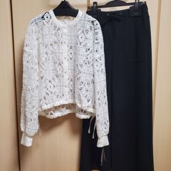 Vivapresto/ROBE　★定価16.500円　★2025SS新作　ホワイトレースジャケット長袖　新品タグ付き　自宅洗濯OK　表記サイズ38　フリーサイズ