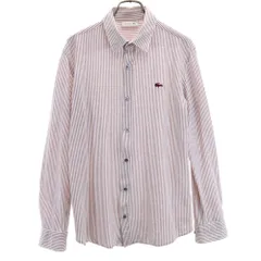 ラコステ 日本製 ストライプ 長袖 シャツ 3 ホワイト系 LACOSTE 鹿の子 メンズ