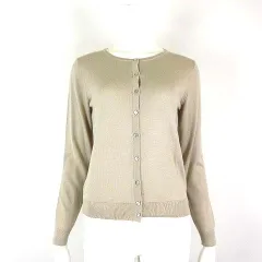 アースミュージック&エコロジー EARTH MUSIC & ECOLOGY カーディガン ニット 薄手 ハートモチーフ 装飾ボタン 長袖 S ベージュ