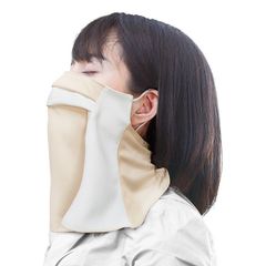 日本製 フェイスカバー UVカット 紫外線対策 スポーツ ベージュ／ホワイト  スペースマスター