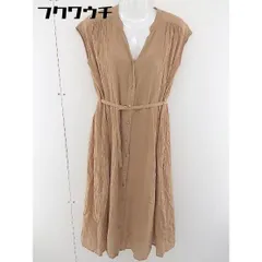 ◇ ◎ natural couture ベルト付 ノースリーブ ロング シャツ ワンピース サイズF ベージュ レディース  【1109220005181】