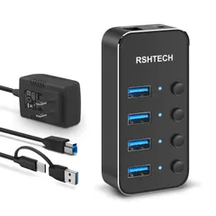 2023年最新】USBハブ RSHTECH 4ポート アルミ製 USB 3.0 Hub データ ...
